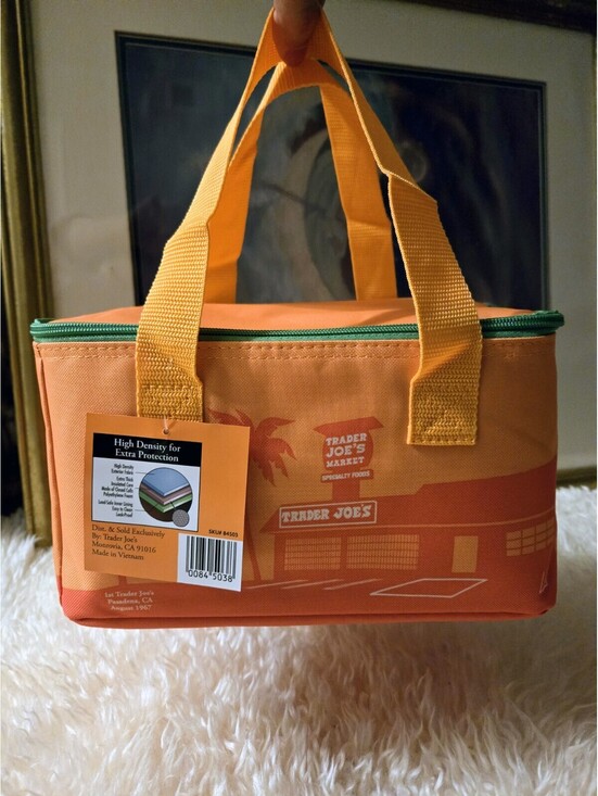Trader Joe\'s 6 set of Mini Insulated Lunch Bag Striped Multicolor Zipper NWT main image 0